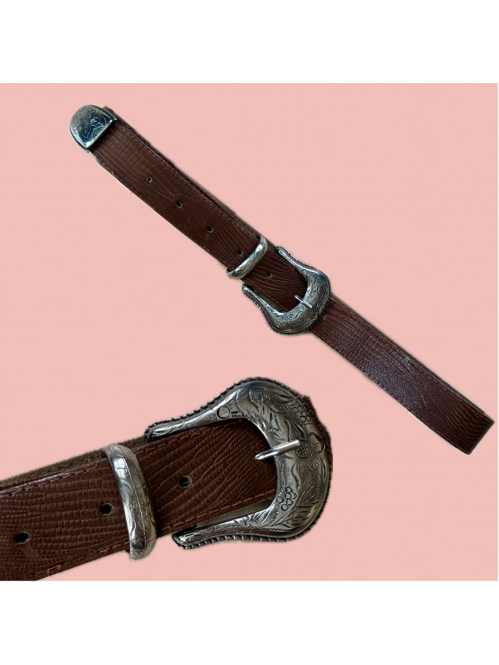 Vintage Senza Brown Leather Western Belt Size M Made in Canada